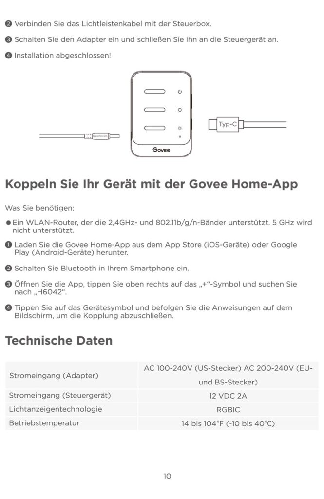 Montageanleitung für Govee TV Light Bar 2 H6042