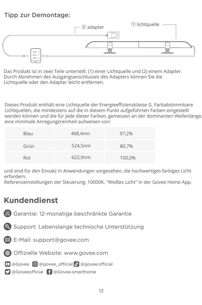 Montageanleitung für Govee TV Light Bar 2 H6042