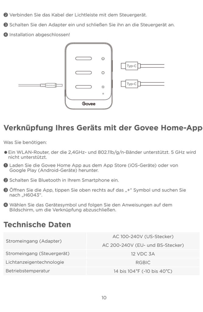 Anleitung Govee Ambilight H6043