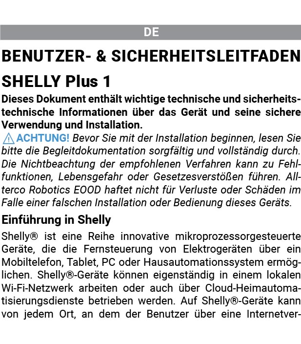 Montageanleitung für Shelly Plus 1