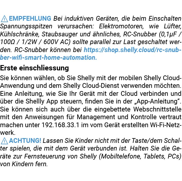 bedienungsanleitung Shelly Wlan Bluetooth Smart Relais Schalter