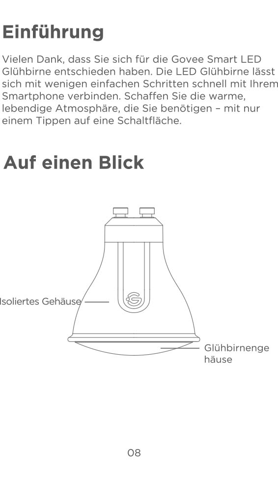 Benutzerhandbuch für Govee Smart Glühbirne GU10 RGBWW