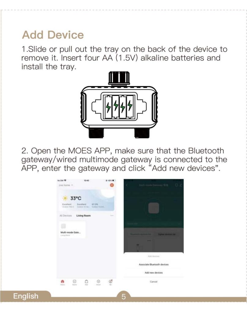 Benutzerhandbuch für MOES Bewässerungscomputer BLE 2