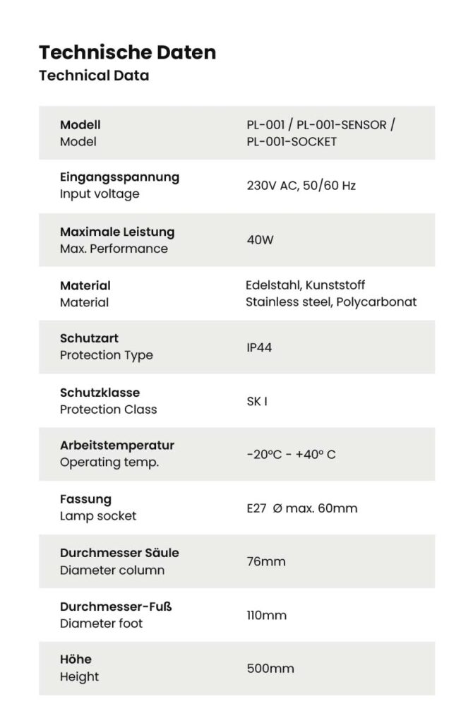 Anleitung MATO Sockelleuchte Gartenleuchte