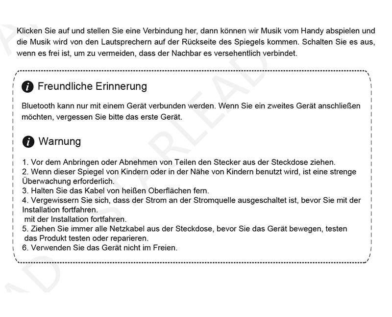 Montageanleitung für STARLEAD Badspiegel mit Beleuchtung