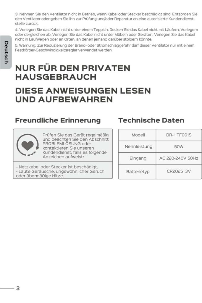 Benutzerhandbuch für Dreo Smart Turmventilator DR-HTF001S