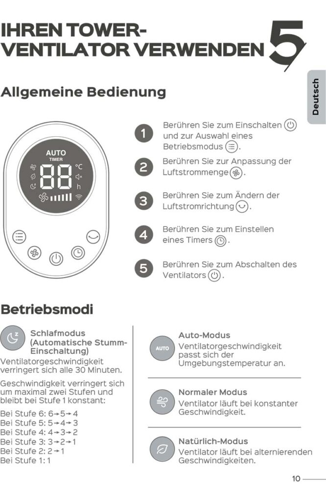 Benutzerhandbuch für Dreo Smart Turmventilator DR-HTF001S