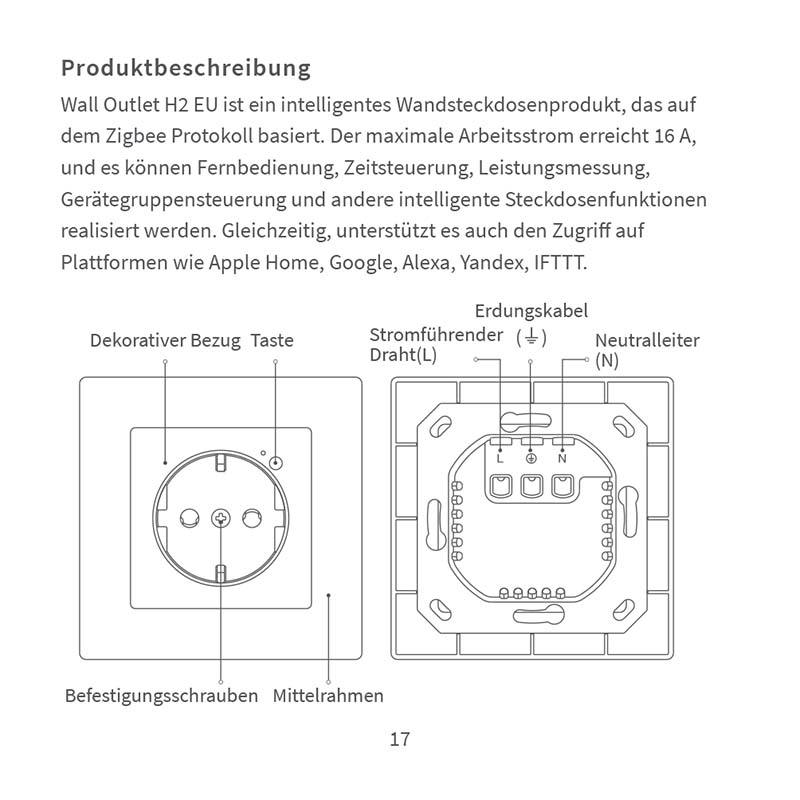 Montageanleitung für Aqara Wandsteckdose H2 WP-P01D