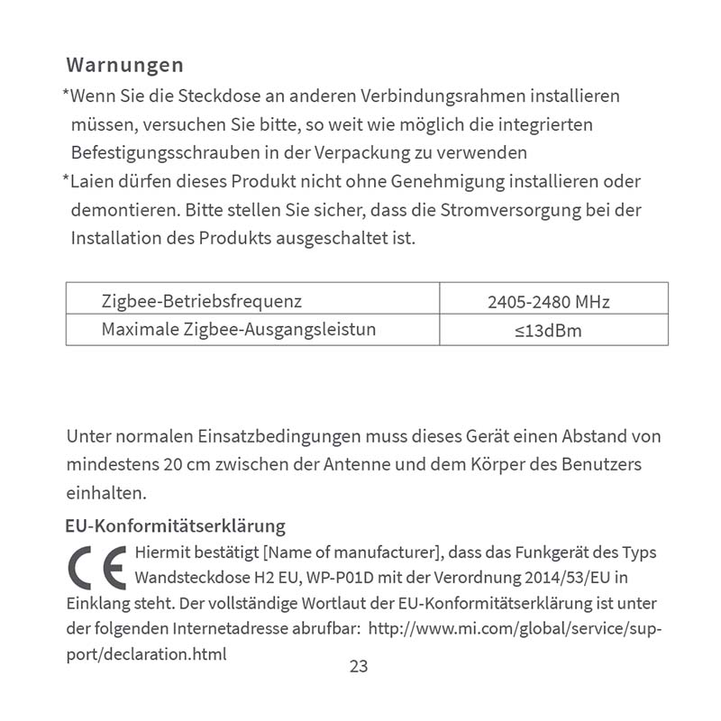 anleitung für Wall Outlet H2