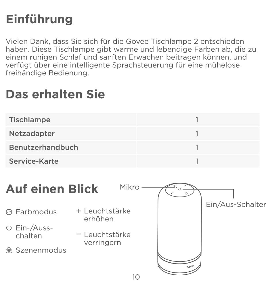 Montageanleitung für Govee LED Tischlampe 2 H6022