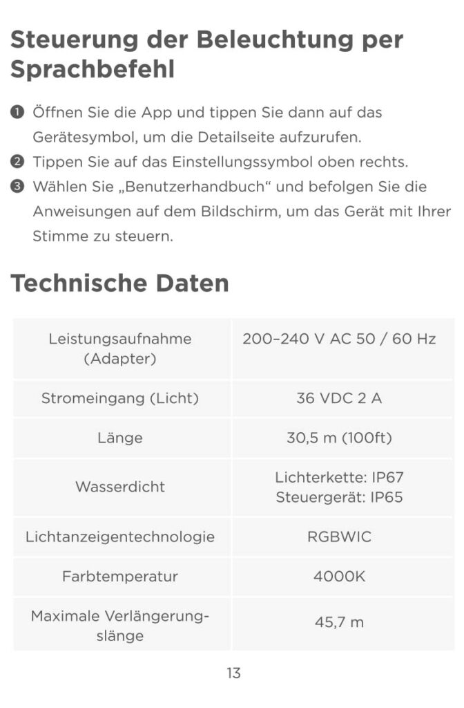 Montageanleitung für Govee Permanent Outdoor Lights 2 H705E