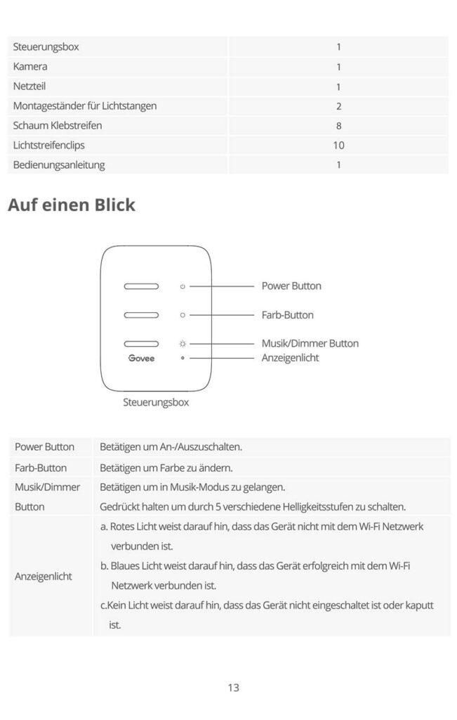 Montageanleitung für Govee TV Backlight 3 Lite Kit H605A