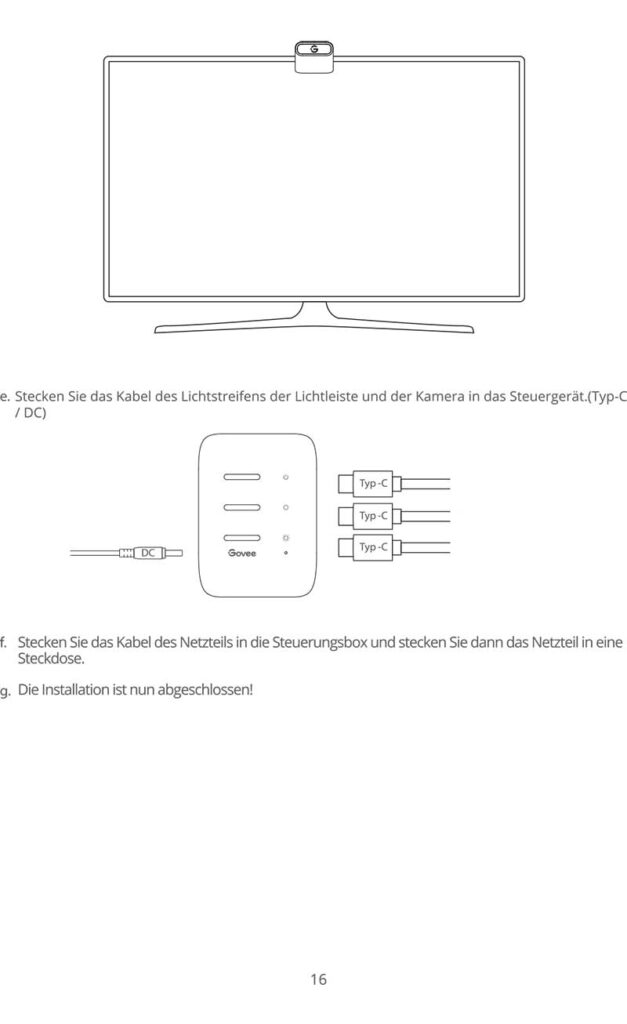 Montageanleitung für Govee TV Backlight 3 Lite Kit H605A