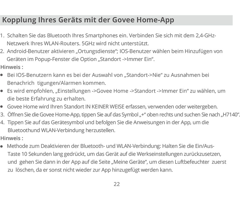 Benutzerhandbuch für GoveeLife Luftbefeuchter Govee H7140