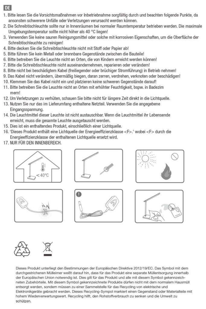 Anleitung Lepro Schreibtischleuchte