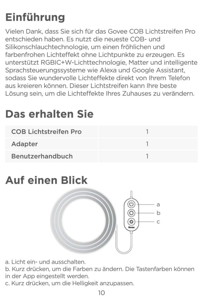 Montageanleitung für Govee COB LED Strip Light Pro 3m H61E5