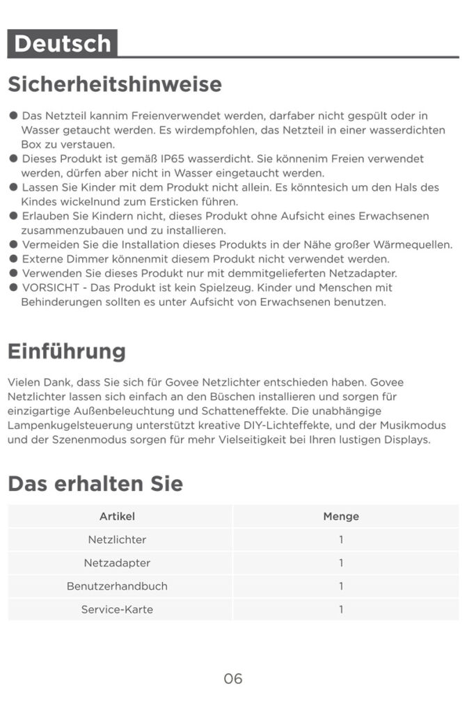 Montageanleitung für Govee Net Lights Lichternetz H6811