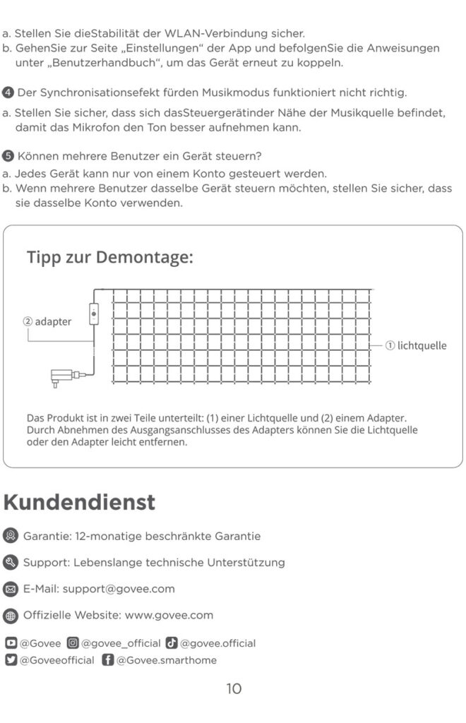 anleitung für Govee Lichternetz