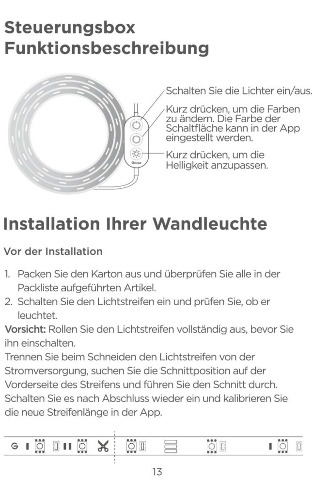 Montageanleitung für Govee Strip Light 2 Pro 5m H61F5