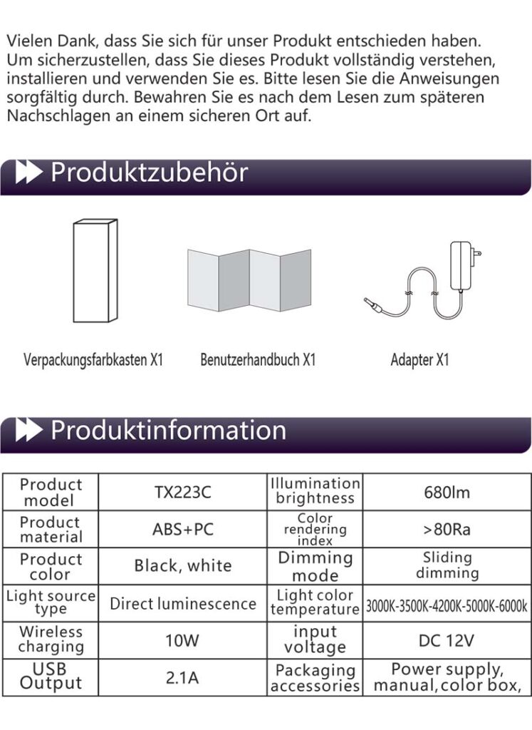 Benutzerhandbuch für LAOPAO TX223C Schreibtischlampe