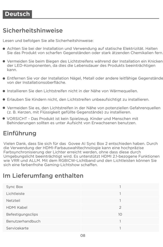 Montageanleitung für Govee AI Sync Box 2 H6604