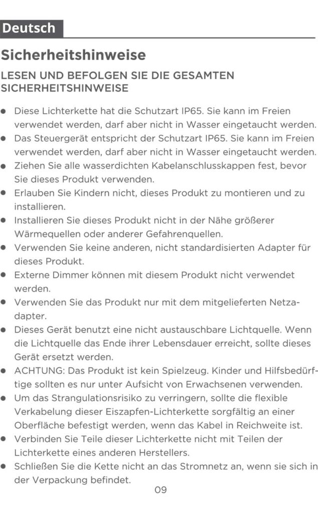 Montageanleitung für Govee Eiszapfen Lichterkette 10m H70D1