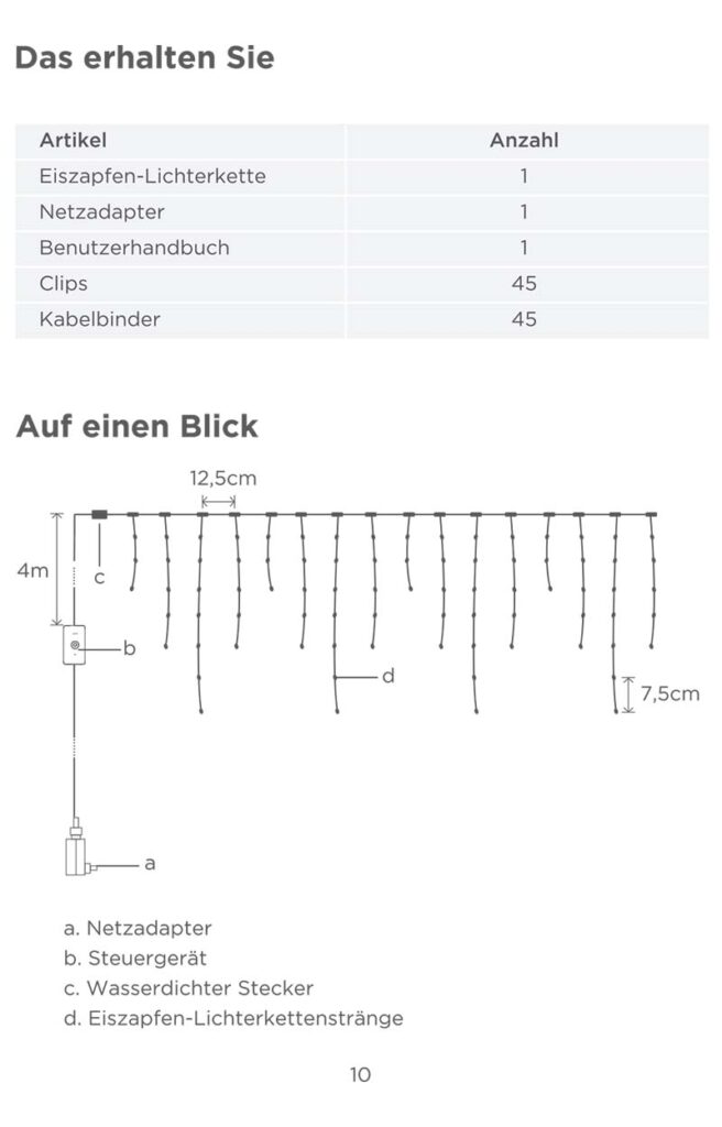 Montageanleitung für Govee Eiszapfen Lichterkette 10m H70D1