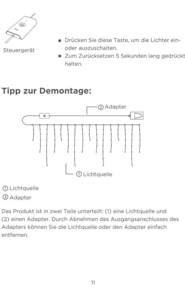 Montageanleitung für Govee Eiszapfen Lichterkette 10m H70D1