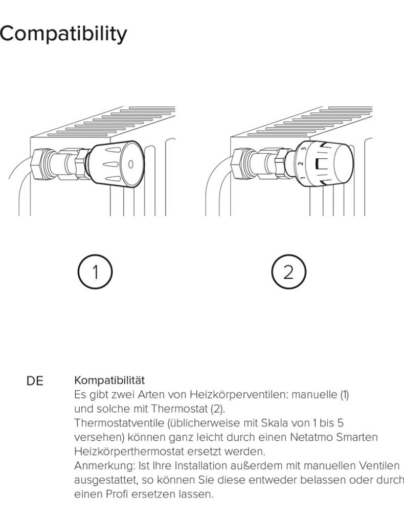 Montageanleitung für Netatmo Smarte Heizkörperthermostat