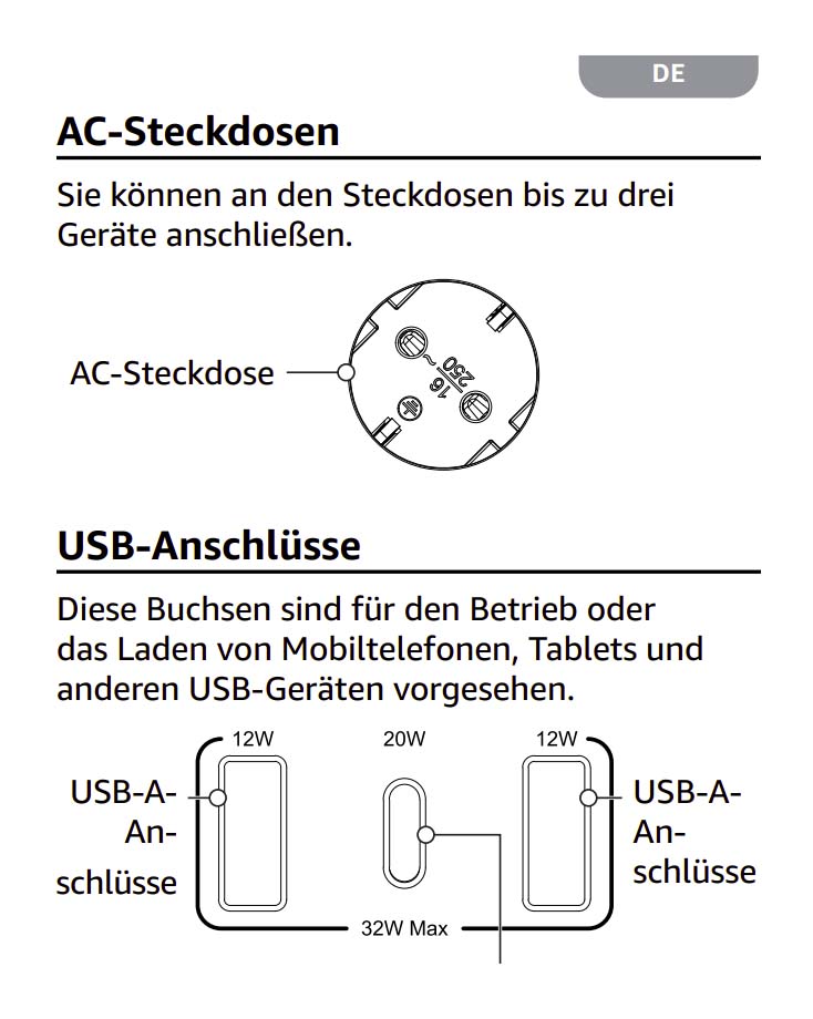 Benutzerhandbuch für Amazon Basics Mehrfachsteckdosenleiste 3-fache B0BKZBF6LD