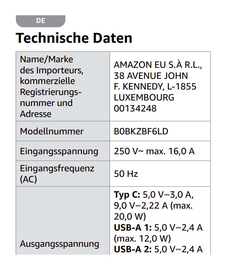 Anleitung Amazon steckdosenleiste B0BKZBF6LD