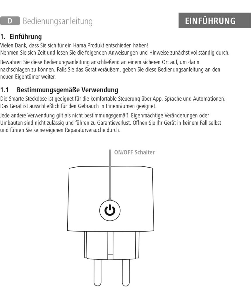 Benutzerhandbuch für Hama Smart WLAN Steckdose 00176654