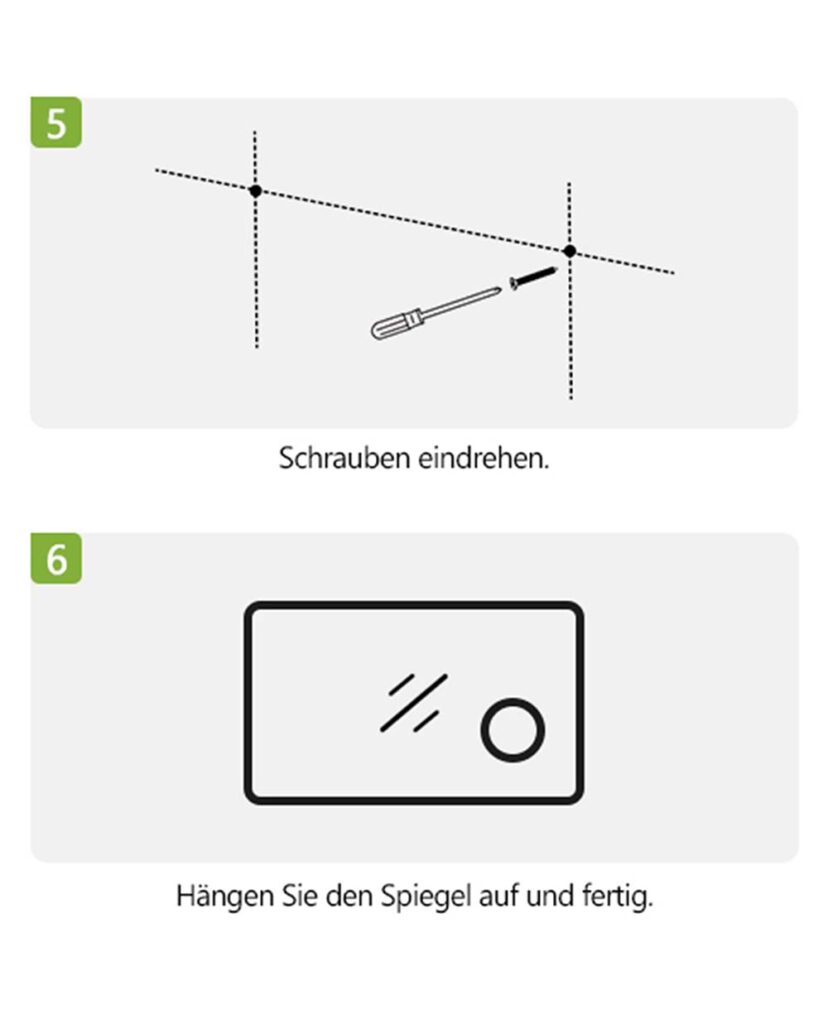 Montageanleitung für SAFIELINA Badspiegel mit Beleuchtung