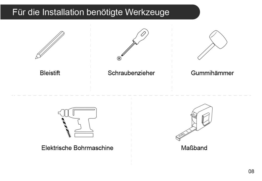 Montageanleitung für SBAGNO Bluetooth Badspiegel mit Beleuchtung